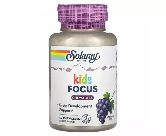 Solaray Kids Focus for children Grape 60 Chewables, image 