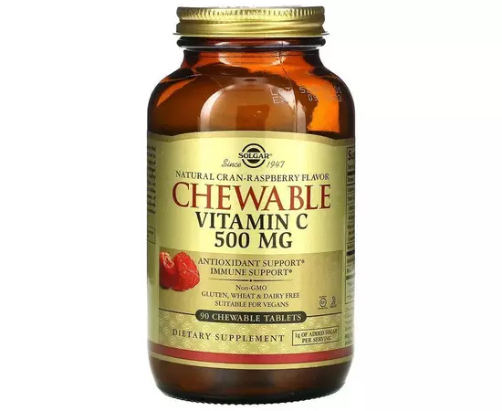 Solgar Chewable Vitamin C 500 mg 90 tabs Cran-Raszberry, image 