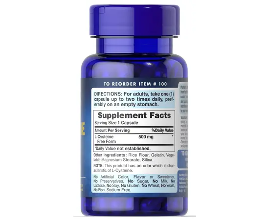 Puritan's Pride L-Cysteine 500 mg 50 caps, image , зображення 2