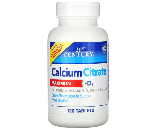 21st Century Calcium Citrate Maximum + D3 120 tabs, 21st Century Calcium Citrate Maximum + D3 120 tabs  в интернет магазине Mega Mass