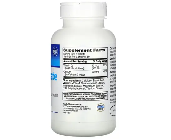 21st Century Calcium Citrate Maximum + D3 120 tabs, image , зображення 2
