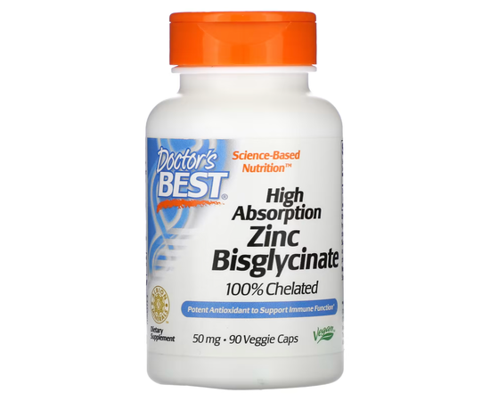 Doctor's Best High Absorption Zinc Bisglycinate 50 mg 90 caps, image 