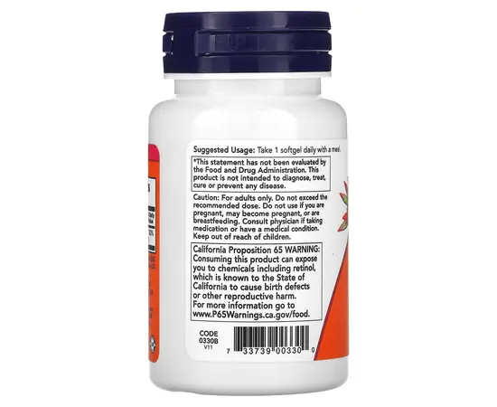 NOW Vitamin A 10000 IU 100 softgels, Фасування: 100 softgels, Концентрація: 10000 IU, Коцентрація: 10000 UI, image , зображення 3