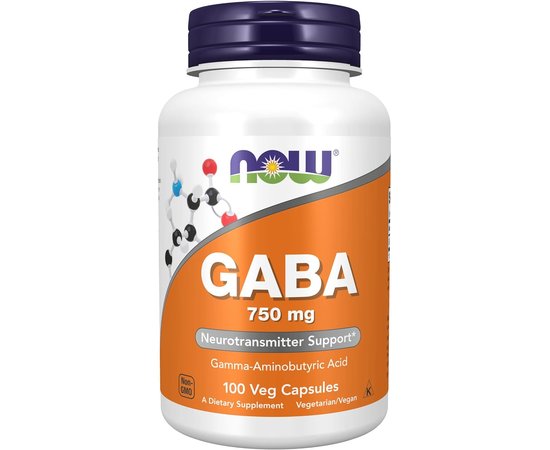 NOW GABA 750 mg 100 caps, image 