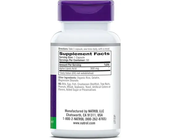 Natrol Alpha Lipoic Acid 300 mg 50 caps, image , зображення 2