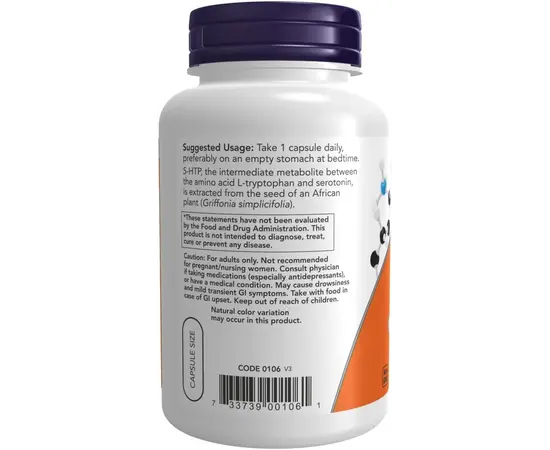 NOW 5-HTP 100mg 120 caps, Фасування: 120 caps, image , зображення 3