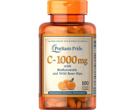 Puritan's Pride Vitamin C-1000 mg with Bioflavonoids and Rose Hips 100 tabs, Фасовка: 100 tabs, Концентрація: 1000 mg, Коцентрація: 1000 mg, image 