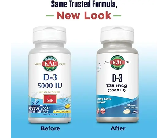 KAL D3 125 mcg (5000 IU) 90 softgel, image , зображення 5