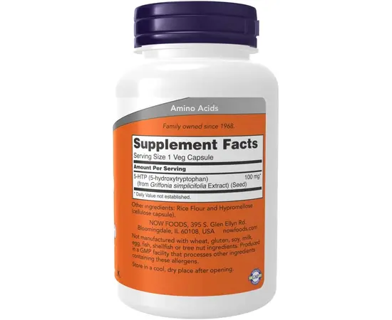 NOW 5-HTP 100mg 120 caps, Фасування: 120 caps, image , зображення 2