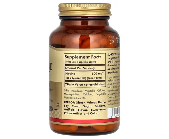 Solgar L-Lysine 500 mg 100 caps, Solgar L-Lysine 500 mg 100 caps , изображение 2 в интернет магазине Mega Mass