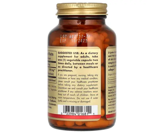 Solgar L-Lysine 500 mg 100 caps, Solgar L-Lysine 500 mg 100 caps , изображение 3 в интернет магазине Mega Mass