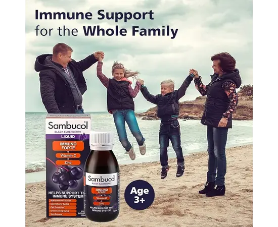 Sambucol Black Elderberry Immuno Forte Vitamin C + Zink 120 ml, Sambucol Black Elderberry Immuno Forte Vitamin C + Zink 120 ml , изображение 4 в интернет магазине Mega Mass