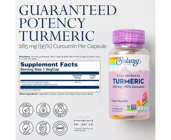Solaray Turmeric 300 mg 60 caps, image , зображення 2