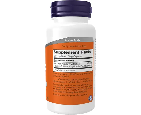 NOW 5-HTP 100 mg 60 caps, Фасування: 60 caps, image , зображення 2