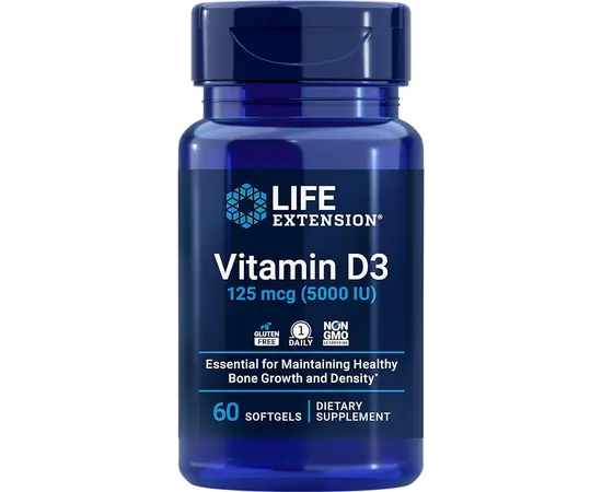 Life Extension Vitamin D3 5000 IU 60 Softgels, Life Extension Vitamin D3 5000 IU 60 Softgels  в интернет магазине Mega Mass