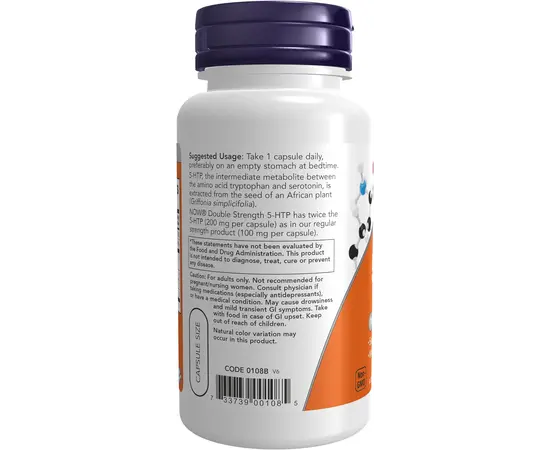 NOW 5-HTP 200 mg 60 caps, image , зображення 3