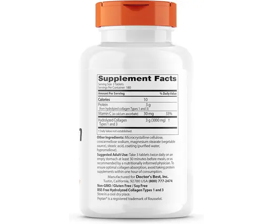 Doctor’s Best Collagen Types 1&3 180 tabs, image , зображення 2