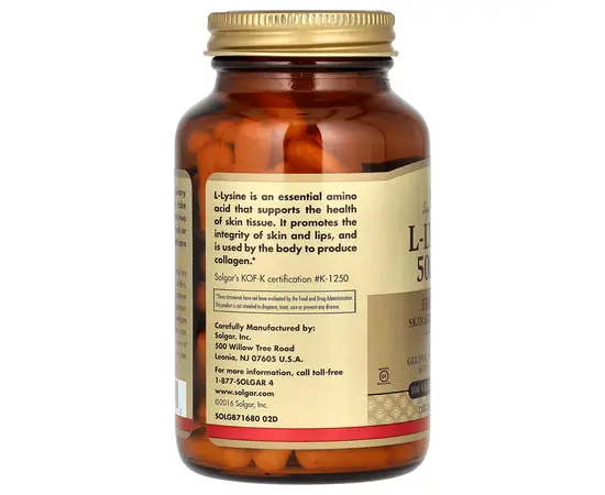 Solgar L-Lysine 500 mg 100 caps, Solgar L-Lysine 500 mg 100 caps , изображение 4 в интернет магазине Mega Mass