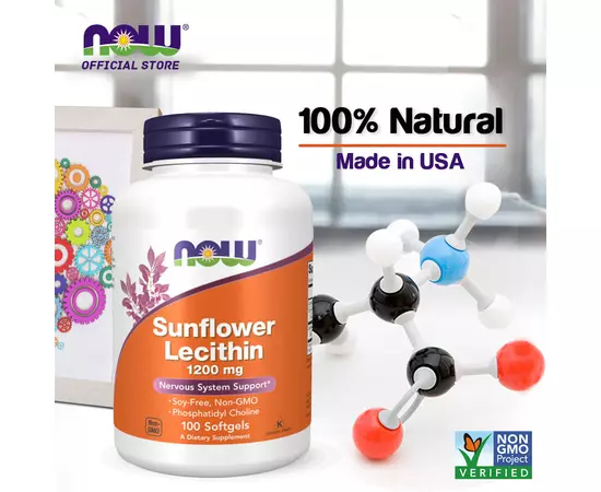 NOW Sunflower Lecithin 1200 mg 100 softgels, Фасовка: 100 softgels, Концентрація: 1200 mg, image , зображення 6