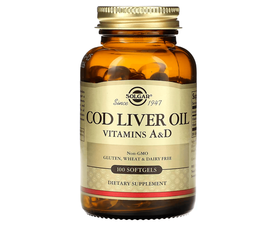 Solgar Vitamin А and D Cod Liver Oil 100 softgels, Solgar Vitamin А and D Cod Liver Oil 100 softgels  в интернет магазине Mega Mass