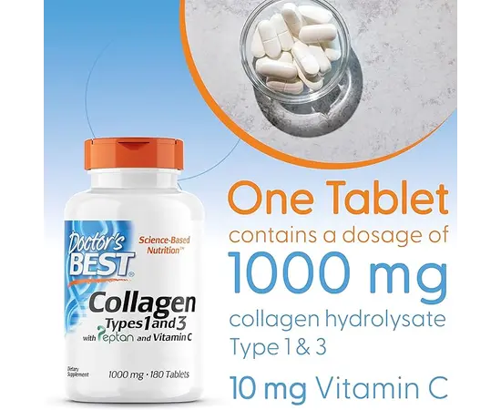 Doctor’s Best Collagen Types 1&3 180 tabs, image , зображення 6