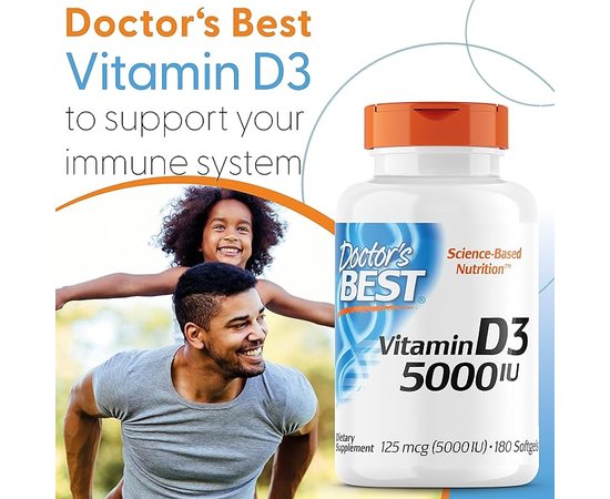 Doctor's Best Vitamin D3 5000IU 180 softgels, image , зображення 4