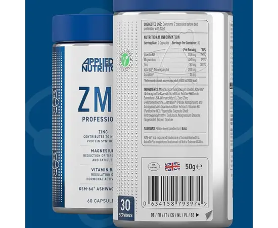 Applied Nutrition ZMA 60 caps, image , зображення 2