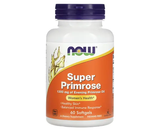 NOW Syper Primrose 1300 mg 60 softgels, image 