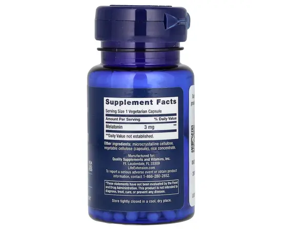 Life Extension Melatonin 3 mg 60 caps, image , зображення 2