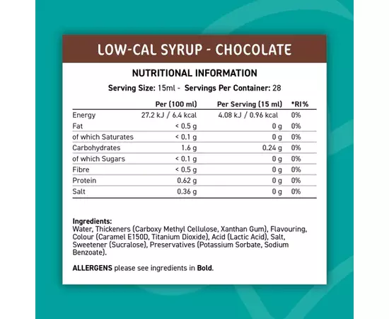 Applied Nutrition Low-Cal Syrup 425 ml, Смак:  Chocolate / Шоколад, image , зображення 2