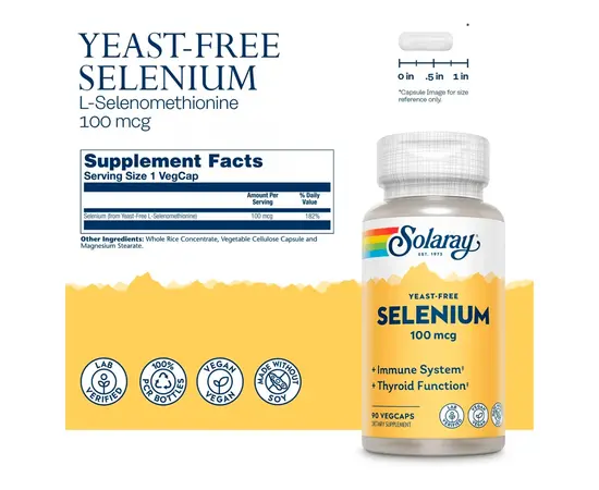 Solaray Selenium 100 mcg 90 caps, Solaray Selenium 100 mcg 90 caps , изображение 3 в интернет магазине Mega Mass