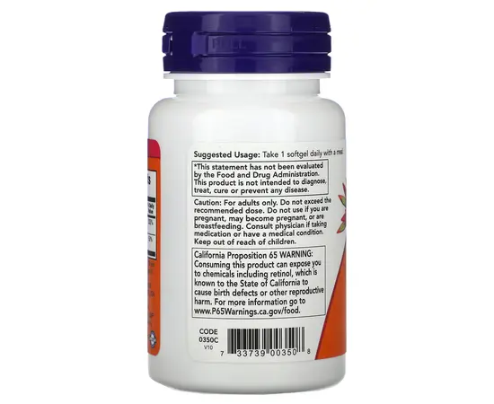 NOW Vitamin A & D 10,000/400 IU 100 Softgels, image , зображення 3