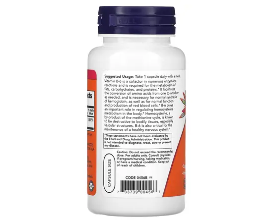 NOW B-6 100 mg 100 caps, image , зображення 3