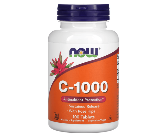 NOW C-1000 With Rose Hips 100 tabs, Фасовка: 100 tabs, Концентрація: 1000 mg, Коцентрація: 1000 mg, image 