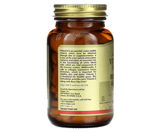 Solgar Vitamin C 500 mg with Rose Hips 100 tabs, image , зображення 4