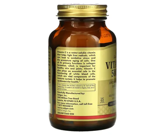 Solgar Vitamin C 500 mg 100 caps, image , зображення 4