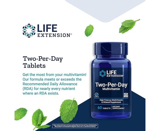 Life Extension Two-Per-Day Myltivitamin 60 tabs, image , зображення 4