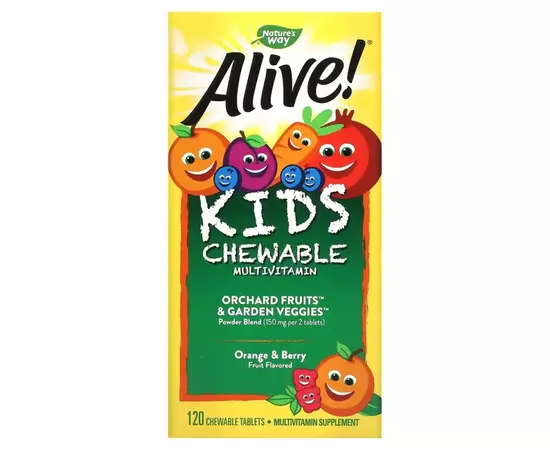 Nature's Way Alive Kids Multivitamin 120 chewable Orange & Berry, Nature's Way Alive Kids Multivitamin 120 chewable Orange & Berry  в интернет магазине Mega Mass