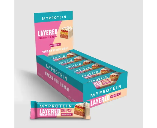 Myprotein Layered Protein Bar 60 g Vanilla Birthday Cake, image , зображення 3