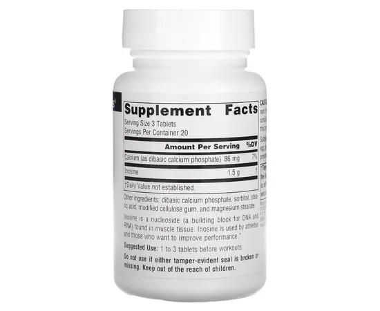 Source Naturals Inosine 500 mg 60 tabs, Source Naturals Inosine 500 mg 60 tabs , изображение 2 в интернет магазине Mega Mass