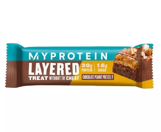 Myprotein Layered Protein Bar 60 g, Фасовка: 60 g, Смак: Chocolate Peanut Pretzel / Шоколадно-арахісовий крендель, image 