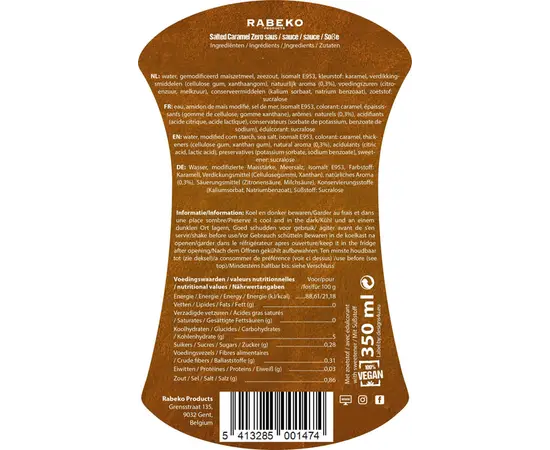 Rabeko Syrup Zero 350 ml, Вкусы:  Salted Caramel / Соленая Карамель, Rabeko Syrup Zero 350 ml, Вкусы:  Salted Caramel / Соленая Карамель , изображение 2 в интернет магазине Mega Mass