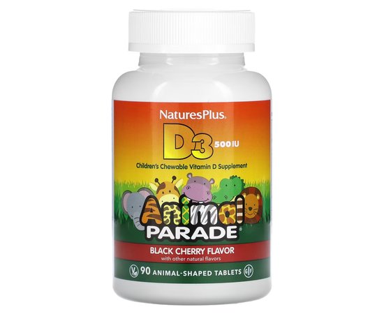 Nature's Plus Animal Parade Vitamin D3 500 IU 90 tabs, image 