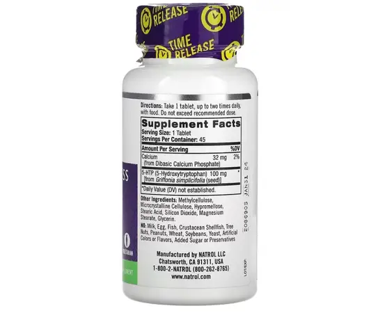 Natrol 5-HTP 100 mg 45 tabs, image , зображення 2