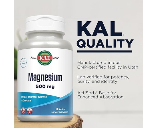 KAL Magnesium 500 mg 60 tabs, image , зображення 4
