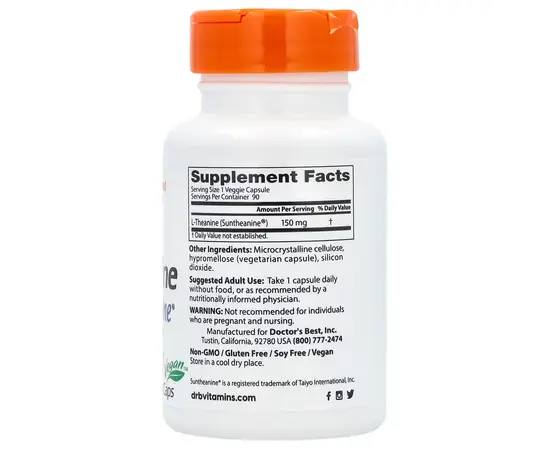 Doctor's Best L-Theanine 150 mg 90 caps, Doctor's Best L-Theanine 150 mg 90 caps , изображение 2 в интернет магазине Mega Mass