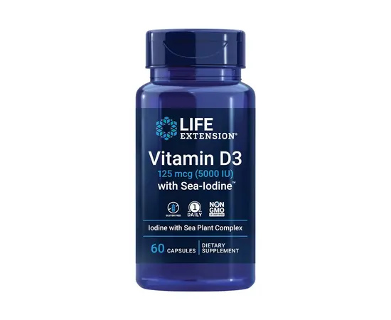 Life Extension Vitamin D3 125 mcg with Sea-Iodine 60 capsules, Life Extension Vitamin D3 125 mcg with Sea-Iodine 60 capsules  в интернет магазине Mega Mass