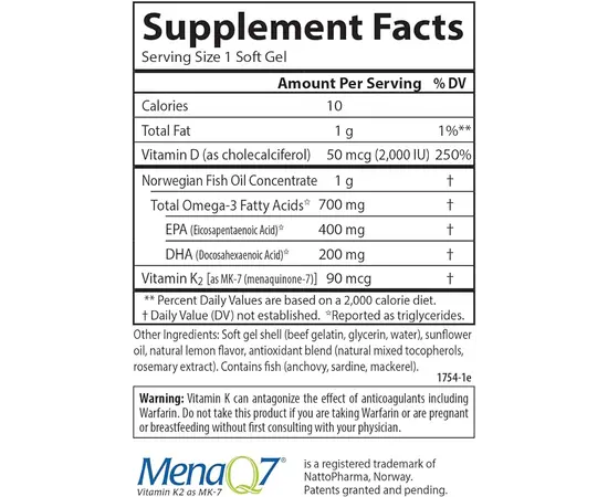 Carlson Elite Omega 3 plus D&K 700 mg 60 +30 softgels, Carlson Elite Omega 3 plus D&K 700 mg 60 +30 softgels , изображение 4 в интернет магазине Mega Mass
