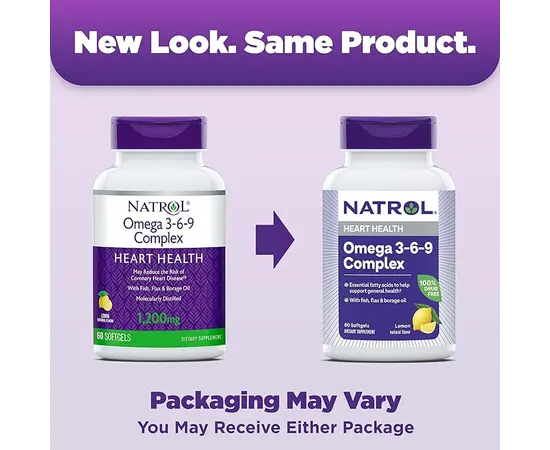 Natrol Omega 3-6-9 Complex 1200 mg 60 softgels Lemon, Фасування: 60 softgels, image , зображення 3