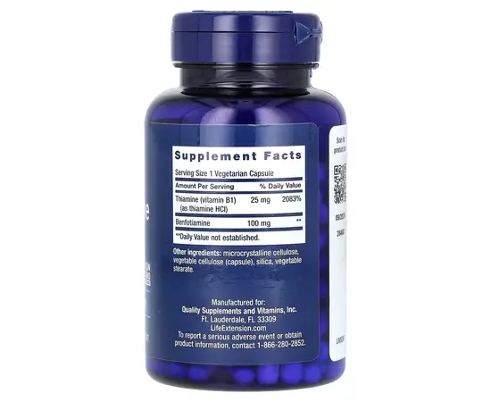 Life Extension Benfotiamine with Thiamine 100 mg 120 caps, image , зображення 2